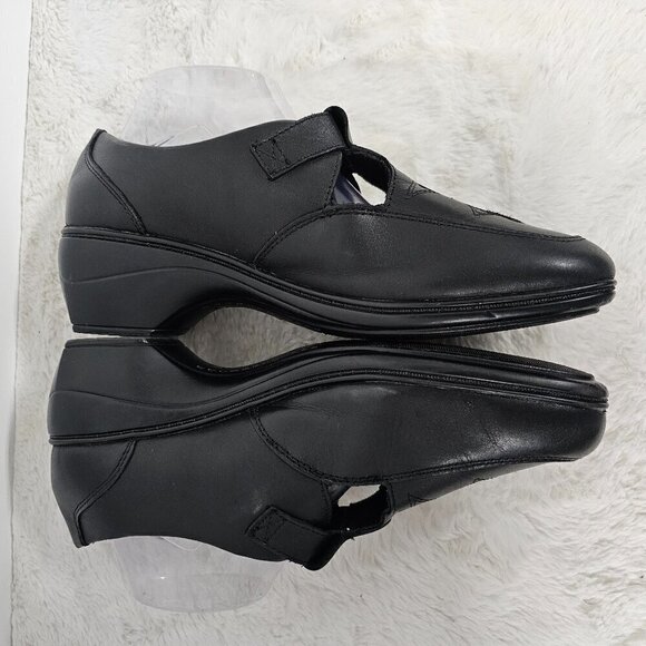 Thom McAn Hilliard Black Leather Wedge Mary Janes Size 10W - Picture 8 of 14